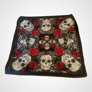 Rose and Skull Bandana/Handkerchief 20 Inch Square